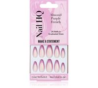 Nail HQ Almond Purple French Faux ongles avec colle incluse 24 pcs