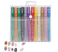 Nail Markers, 12 Colors Acrylic Drawing Pen Kit, Long-Lasting Manicure Tool Set for Students Women Bridal Salon Professional Party Travel Festival Home Paper Ceramic Diys