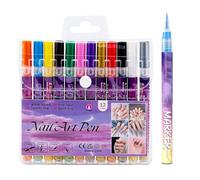 Nail Markers, 20x10x1cm Water-Based Quick-Drying Fine Tip 12-Color Nail Design Pens Set, Drawing, Painting, Dotting, Crafts, Art