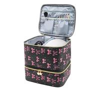 Nail Organizer And Storage - Nail Box Organizer Case With Black Bow Design| Tool Box Makeup Holder For Manicure Pedicure Grooming Hair Art Beauty, Cosmetic Organizers For Home Use