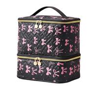 Nail Organizers Storage - Tool Box | Makeup Holder with Black Bow Design for Manicure Pedicure, Nail Box Organizer Case for Grooming Beauty, Sleek; Perfect for Professional Tool Storage