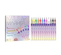 Nail Paint Pens - 12 couleurs Quick-Dry Nail Pen, Waterproof Nails Art Dotting and Liner Pen for Salon Manucure | Multi-Color Nails Painting | Gift Idea for Girlfriend, Wife, Sister, Daughter
