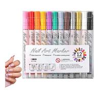 Nail Pens Set,12-Colors Fine Tip Quick Dry Painting Tools | Waterproof Markers for Nail | for Beauty & Personal Care Salon Home Point Dotting Acrylic Girls Drawing Sculpting