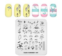 Nail Plaques de stamping Summer Theme Image Impression Modèles de conception Natation Plage Jus de Bikini Plusieurs Motif Manucure Conception Pochoir DIY Nail Art Outils de Stamping