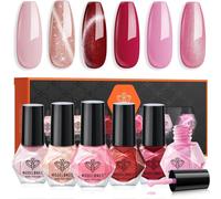 Nail Polish, 6 Pieces Shiny Quick Drying Nail Polish Set Pink Red Cat Eye Glitter, Water-Based Varnish Set, Diy Nail Art Manicure, Gift For Women
