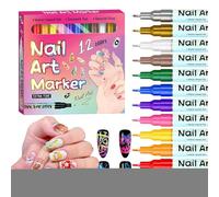 Nail Polish Pens - Fine Tip Arts Markers, Quick-Dry Color Set, Smooth Precision Drawing Tool for DIY Journal Women Lady Mother Youth Beginner Manicure Salon, Nail Arts Accessory, 5.39x5.43x0.47 Inch