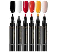Nail Polish Pens Quick Dry, Gel Nail Polish Pen 3 in 1, Quick Drying Gel Nails Pen Polish Set, 6 Colors Per Set (#4)