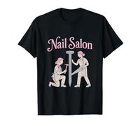 Nail Salon Charpentier Pun Manucure Graphique Rose Argent T-Shirt