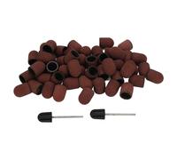 Nail Sanding Head Set, 120 Pieces Grit Nail Art Sanding Cap Manicure Polishing Grinding Bands Drill Bits Set with Shaft for Glass, Plastic, Metal, Stone