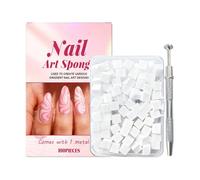 Nail Sponges For Art - Soft Square Beauty Tools, Professional Design Kit | 100 Piece Set With Grabbing Pen, Portable Cosmetic Manicure Accessories Collection For Home Travel Weddings Parties
