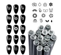 Nail Stamp Kit, 15 Pieces Stamper Tools with Multiple Patterns, Professional Manicure Design Equipment for Women Girls Beginners, Easy to Use Creative s Set, Gray