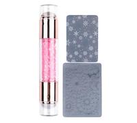 Nail Stamp, Stamping Pen, Double Ended Design Rhinestone Embellished Stamper Kit, Beauty Supplies for Women Salon Home Practice Use