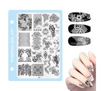 Nail Stamping Plates Designs, 6.3x4.72x0.12 Inches Manicure Press Molds Tool | Nail Stamping Plate Kit,for Salon Home Practice Beginners Studio Party Prep Wedding