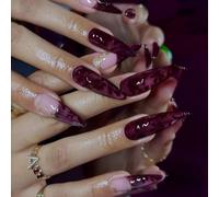 Nail Stickers French Tip 3D Night Vine Glow Press Stick Nails for Artistic Manicure Designs and Fashion Women Cat Eye Nail