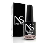 Nail Store Base Rubber Nude Glitter 15 ml - Base gel fortifiante pour ongles fins et faibles - Autonivelante haute adhérence - Vernis semi-permanent - Fabriqué en Italie