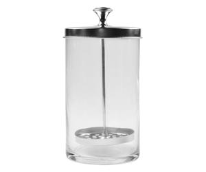 Nail Tool Disinfectant Jar - Glass Sterilizer with Removable Strainer Tray - for Manicure & Barber Supplies Storage