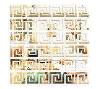 NAILDOKI 30 Pièces Géométrique Grecque Clé Miroir DIY Stickers Muraux, Acrylique Miroir Carreaux Autocollants Muraux Autocollants pour Salon, Chambre Décoration (Doré)