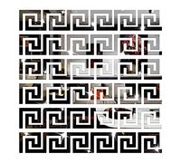 NAILDOKI 30 Pièces Géométrique Grecque Clé Miroir DIY Stickers Muraux, Acrylique Miroir Carreaux Autocollants Muraux Autocollants pour Salon, Chambre Décoration (Noir)