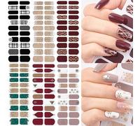 NAILDOKI Autocollant Ongle 3D Nail Stickers, Nail Art Auto-Adhésif Ongle Décalque Belle Mode Décoration pour Femmes Filles Nail Wraps