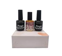 Nailistas - Pack de 3 : 2 x Magic Remover 15ml + Huile Nourrissante Cuticule Parfum Pêche + Repousse Cuticule & Lime 100/180 - Retrait Facile du Vernis Semi-Permanent, Gel & Acrylique
