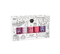 Nailmatic Kids Coffret Vernis Roses Enfant - 5 Vernis à l'eau pour Fille & Garçon - Vernis Enfant à l'eau 3 Ans et + - Vernis Enfant Fille non Toxique - Coffret Vernis Roses et Vernis Pailletés