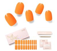 NAILOG Autocollant Ongle Gel UV | 20Pcs Faux Ongles Autocollants Adhesif | Semi-durci Vernis Autocollant Ongles UV Pour Nail Art,Orange Bomb