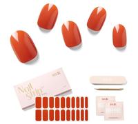 NAILOG Autocollant Ongle Gel UV | 20Pcs Faux Ongles Autocollants Adhesif | Semi-durci Vernis Autocollant Ongles UV Pour Nail Art, Brick Red