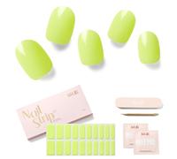 NAILOG Autocollant Ongle Gel UV | 20Pcs Faux Ongles Autocollants Adhesif | Semi-durci Vernis Autocollant Ongles UV Pour Nail Art, Lime Bomb