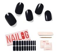 NAILOG Autocollant Ongle, 20Pcs Vernis Autocollant Ongles uv,Faux ongles autocollants,Extra Long Finition brillante Nail Art, Bandes d'ongles en Gel, Semi Durci Nail Stickers,Cadeau Femme, Noir