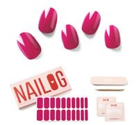 NAILOG Autocollant Ongle, 20Pcs Vernis Autocollant Ongles uv,Faux ongles autocollants,Extra Long Finition brillante Nail Art, Bandes d'ongles en Gel, Semi Durci Nail Stickers,Cadeau Femme,Flair