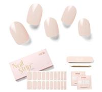 NAILOG Autocollant Ongle Gel UV | 20Pcs Faux Ongles Autocollants Adhesif | Semi-durci Vernis Autocollant Ongles UV Pour Nail Art, White Gardenia