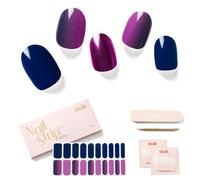 NAILOG Autocollant Ongle Gel UV | 20Pcs French Ombre Faux Ongles Autocollants Adhesif | Semi-durci Vernis Autocollant Ongles UV Pour Nail Art, Opium