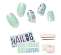 NAILOG Autocollant Ongle Gel UV | 20Pcs French Ombre Faux Ongles Autocollants Adhesif | Semi-durci Vernis Autocollant Ongles UV Pour Nail Art, Summer Breeze