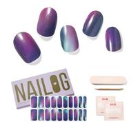 Nailog Ongles Autocollants Adhesif - 20Pcs Stickers ongles - Faux Ongles en Gel UV Semi Durci, Extra Long brillante et durable French Nail Art,Cadeau Anniversaire Femme,Cadeau Femme,Aurore