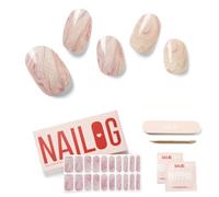 NAILOG Autocollant Ongle, 20Pcs Vernis Autocollant Ongles uv,Faux ongles autocollants,Extra Long Finition brillante Nail Art, Bandes d'ongles en Gel, Semi Durci Nail Stickers,Cadeau Femme,Pink Fusion