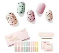 NAILOG Autocollant Ongle Gel UV | 20Pcs French Ombre Faux Ongles Autocollants Adhesif | Semi-durci Vernis Autocollant Ongles UV Pour Nail Art, Pastel Quail Eggshell