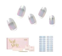 NAILOG Autocollant Ongle Gel UV | 34Pcs French Ombre Faux Ongles Autocollants Adhesif | Semi-durci Vernis Autocollant Ongles UV Pour Nail Art, Magic Aura