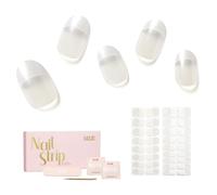 NAILOG Autocollant Ongle Gel UV | 34Pcs French Ombre Faux Ongles Autocollants Adhesif | Semi-durci Vernis Autocollant Ongles UV Pour Nail Art, Moonlit Tips