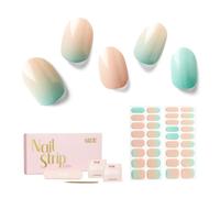 NAILOG Autocollants à Ongle, 34Pcs Nail Art Decal Strip Gel Vernis Adhésif Semi-Permanents de Qualité Professionnell avec Finition Gel Souple Nails Wraps pour Femmes Filles, New Dawn