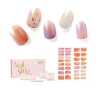 NAILOG Autocollants à Ongle, 34Pcs Nail Art Decal Strip Gel Vernis Adhésif Semi-Permanents de Qualité Professionnell avec Finition Gel Souple Nails Wraps pour Femmes Filles, Twilight