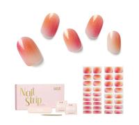 NAILOG Autocollant Ongle Gel UV | 34Pcs French Ombre Faux Ongles Autocollants Adhesif | Semi-durci Vernis Autocollant Ongles UV Pour Nail Art, Pink Aurora