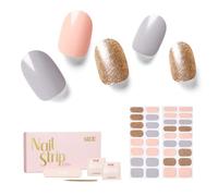 NAILOG Autocollant Ongle Gel UV | 34Pcs French Ombre Faux Ongles Autocollants Adhesif | Semi-durci Vernis Autocollant Ongles UV Pour Nail Art, Summer Soiree