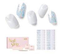 NAILOG Autocollant Ongle Gel UV | 34Pcs French Ombre Faux Ongles Autocollants Adhesif | Semi-durci Vernis Autocollant Ongles UV Pour Nail Art, Quartz