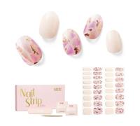 NAILOG Autocollant Ongle Gel UV | 34Pcs French Ombre Faux Ongles Autocollants Adhesif | Semi-durci Vernis Autocollant Ongles UV Pour Nail Art, Morning Dew
