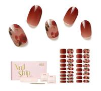 NAILOG Autocollants à Ongle - 34Pcs Nail Art Decal Strip Gel Vernis Adhésif Semi-Permanents de Qualité Professionnell avec Finition Gel Souple Nails Wraps pour Femmes Filles
