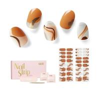 NAILOG Autocollants à Ongle, 34Pcs Nail Art Decal Strip Gel Vernis Adhésif Semi-Permanents de Qualité Professionnell avec Finition Gel Souple Nails Wraps pour Femmes Filles, Maze