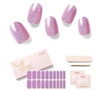 NAILOG Faux Ongles Autocollants - 20Pcs Faux Ongles Autocollants -Stickers Ongles Gel UV Semi Cured,French Manucure Nails Wraps DIY Nail Art Accessoire pour Femmes Filles,Coco