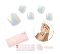 NAILOG Lot de 32 bandes de vernis à ongles semi-durcies avec finition gel brillante | Achetez 3 et obtenez 1 lampe UV | 32 autocollants Pedi durables | Rose clair de lune