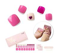 NAILOG Lot de 32 bandes de vernis à ongles semi-durcies avec finition gel brillante | Achetez 3 et obtenez 1 lampe UV | 32 autocollants Pedi durables | Rouge