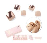 NAILOG Lot de 32 bandes de vernis à ongles semi-durcies, bandes de vernis à ongles d'orteils avec finition gel brillante, longue durée, beige nude, feuille d'or | Sirène